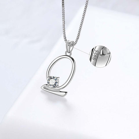Women Letter Q Initial Necklaces Sterling Silver - Necklaces - Aurora Tears Jewelry