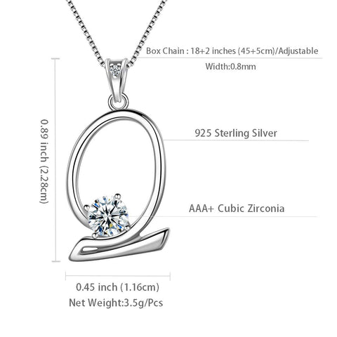 Women Letter Q Initial Necklaces Sterling Silver - Necklaces - Aurora Tears Jewelry
