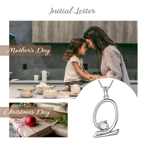 Women Letter Q Initial Necklaces Sterling Silver - Necklaces - Aurora Tears Jewelry