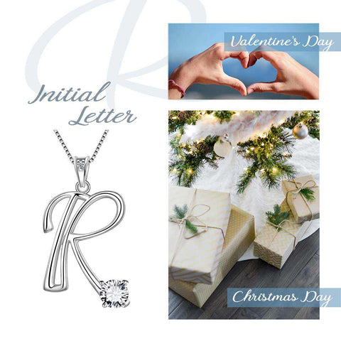 Women Letter R Initial Necklaces Sterling Silver - Necklaces - Aurora Tears Jewelry