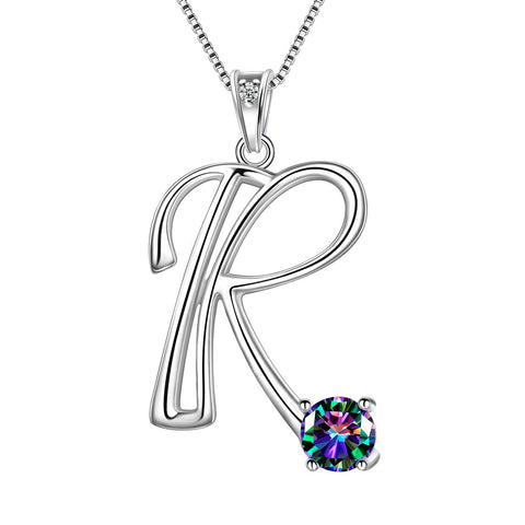 Women Letter R Initial Necklaces Sterling Silver - Necklaces - Aurora Tears Jewelry