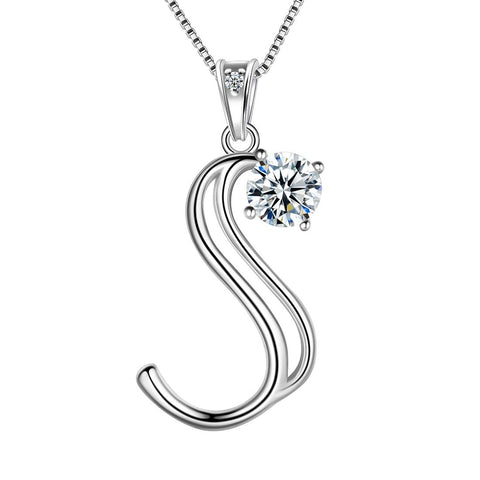 Women Letter S Initial Necklaces Sterling Silver - Necklaces - Aurora Tears Jewelry