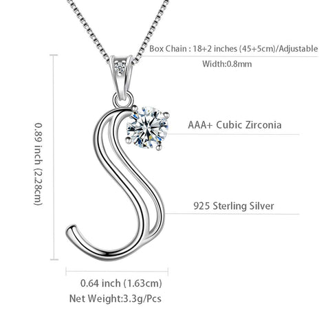 Women Letter S Initial Necklaces Sterling Silver - Necklaces - Aurora Tears Jewelry