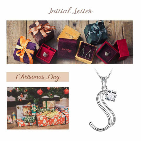 Women Letter S Initial Necklaces Sterling Silver - Necklaces - Aurora Tears Jewelry