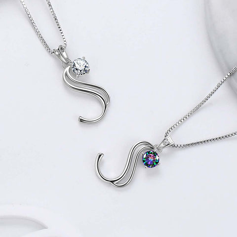 Women Letter S Initial Necklaces Sterling Silver Aurora Tears Jewelry