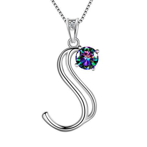 Women Letter S Initial Necklaces Sterling Silver - Necklaces - Aurora Tears Jewelry