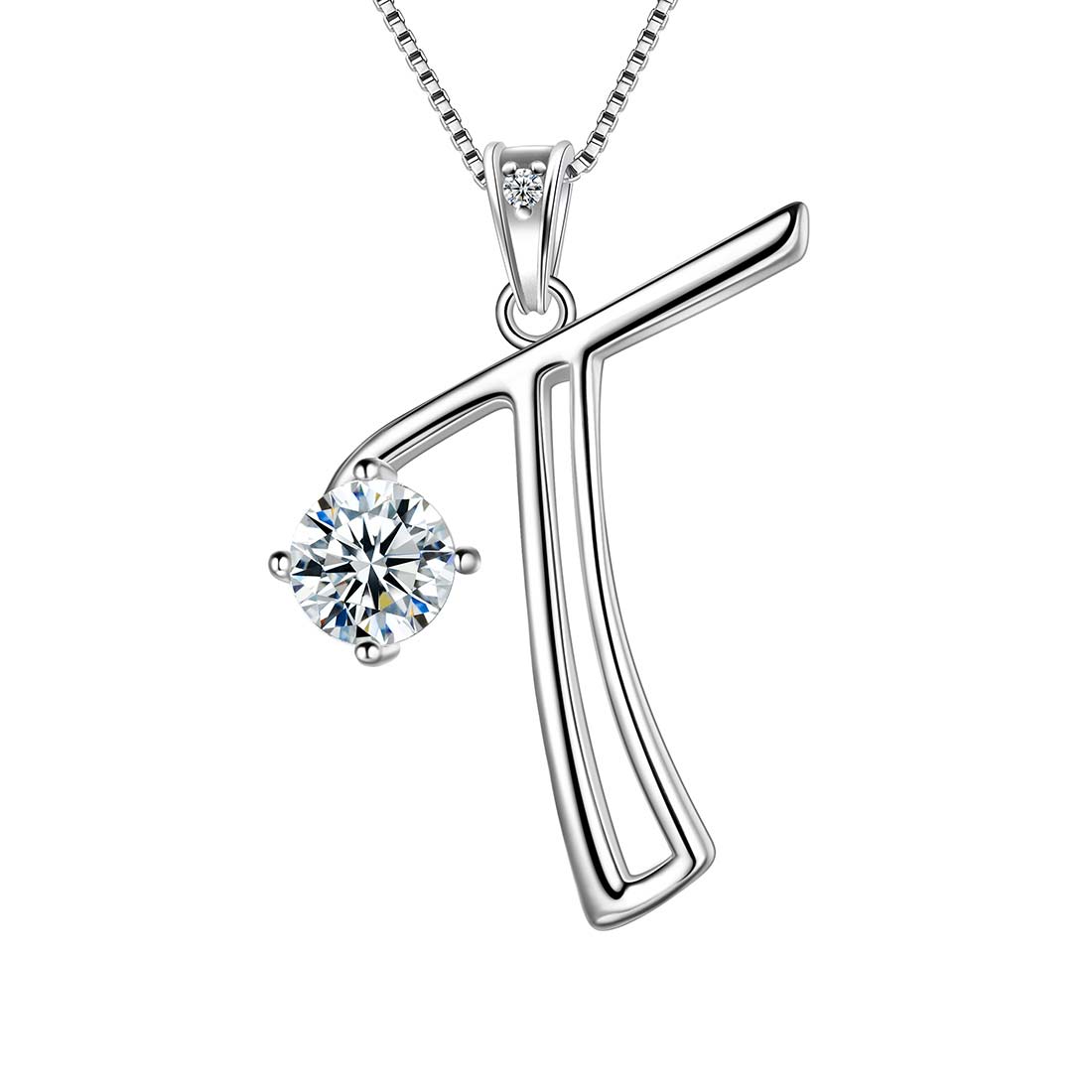 Women Letter T Initial Necklaces Sterling Silver - Necklaces - Aurora Tears Jewelry