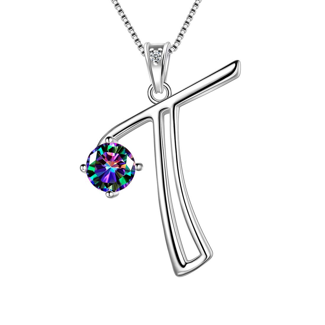 Women Letter T Initial Necklaces Sterling Silver - Necklaces - Aurora Tears Jewelry