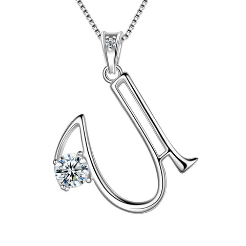 Women Letter U Initial Necklaces Sterling Silver - Necklaces - Aurora Tears Jewelry