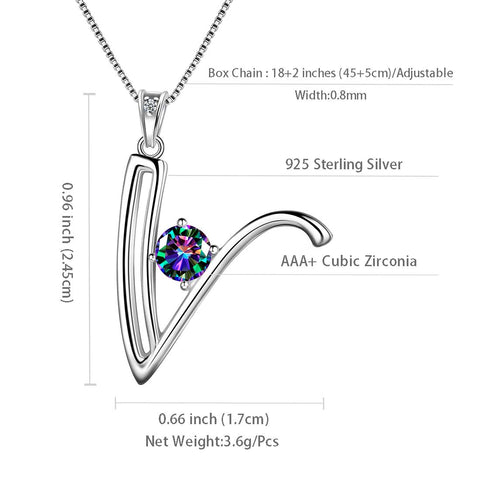 Women Letter V Initial Necklaces Sterling Silver - Necklaces - Aurora Tears Jewelry