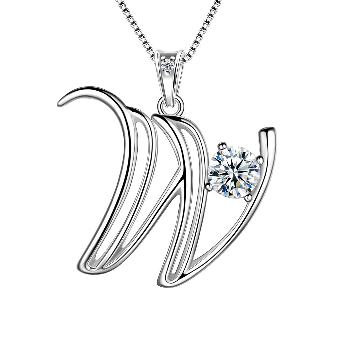 Women Letter W Initial Necklaces Sterling Silver - Necklaces - Aurora Tears Jewelry