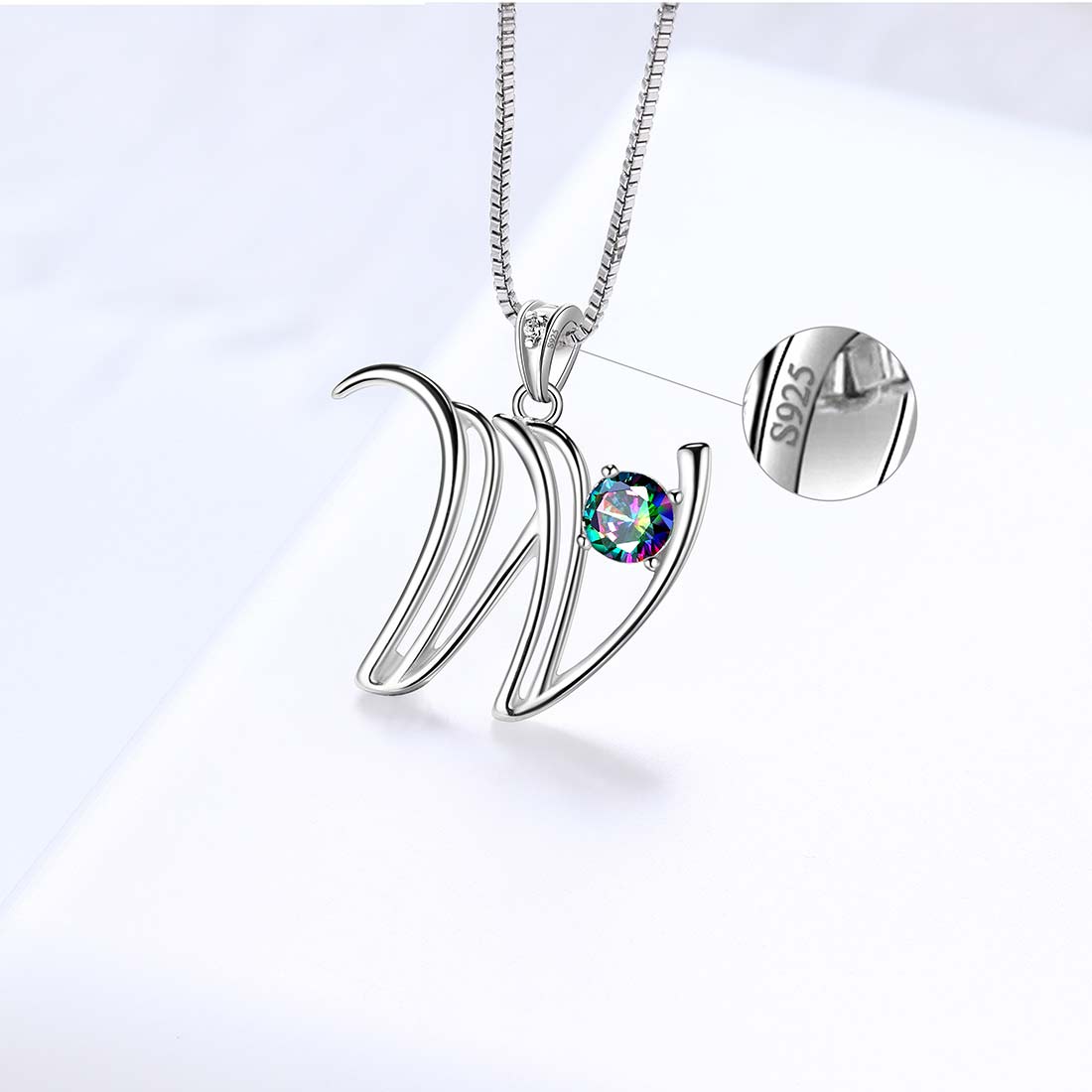 Women Letter W Initial Necklaces Sterling Silver - Necklaces - Aurora Tears Jewelry