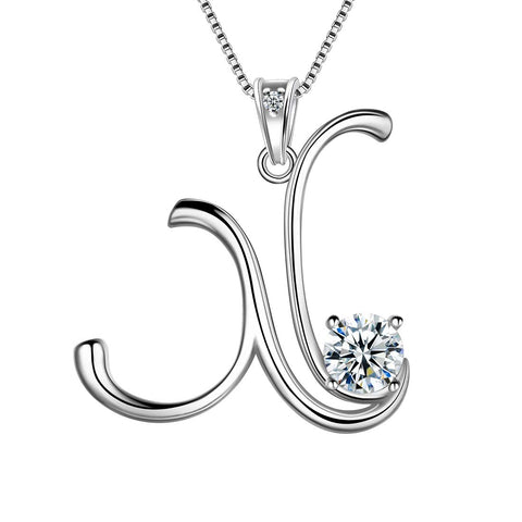 Women Letter X Initial Necklaces Sterling Silver - Necklaces - Aurora Tears Jewelry
