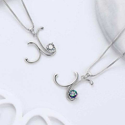 Women Letter X Initial Necklaces Sterling Silver Aurora Tears Jewelry