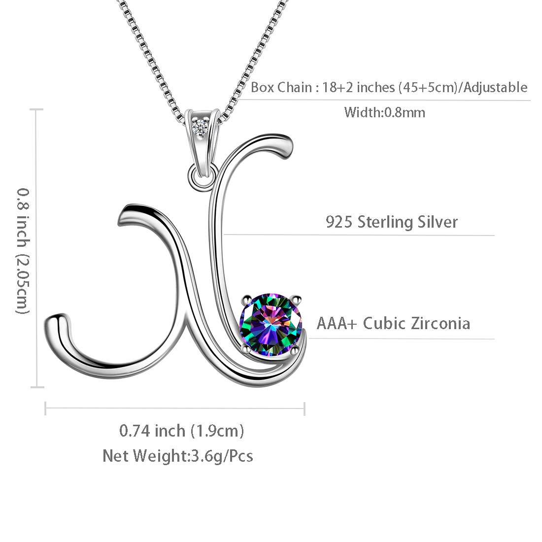 Women Letter X Initial Necklaces Sterling Silver - Necklaces - Aurora Tears Jewelry
