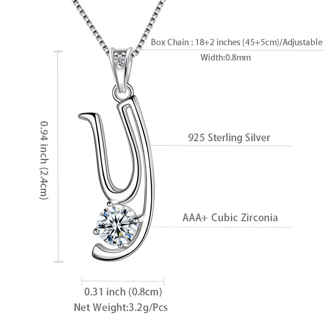 Women Letter Y Initial Necklaces Sterling Silver - Necklaces - Aurora Tears Jewelry