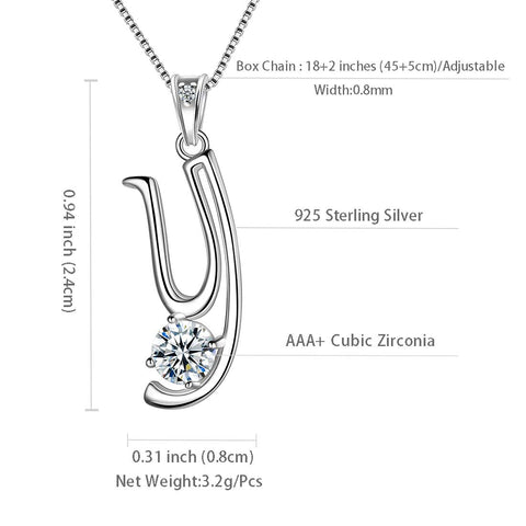Women Letter Y Initial Necklaces Sterling Silver - Necklaces - Aurora Tears Jewelry