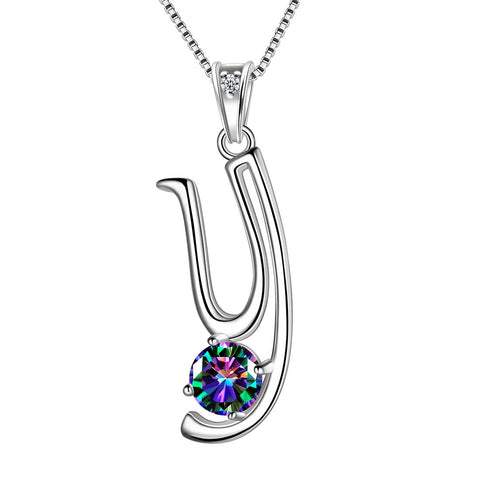 Women Letter Y Initial Necklaces Sterling Silver - Necklaces - Aurora Tears Jewelry