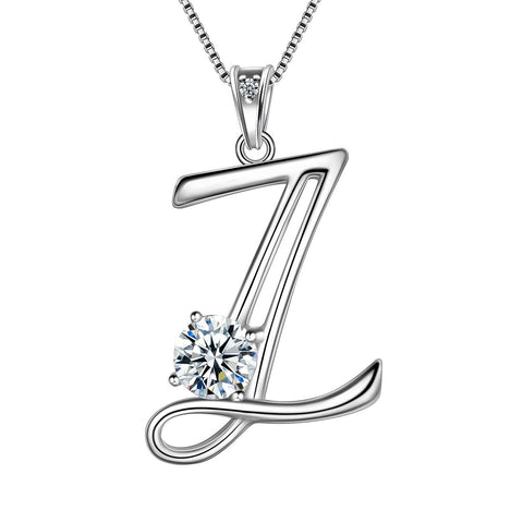 Women Letter Z Initial Necklaces Sterling Silver - Necklaces - Aurora Tears Jewelry