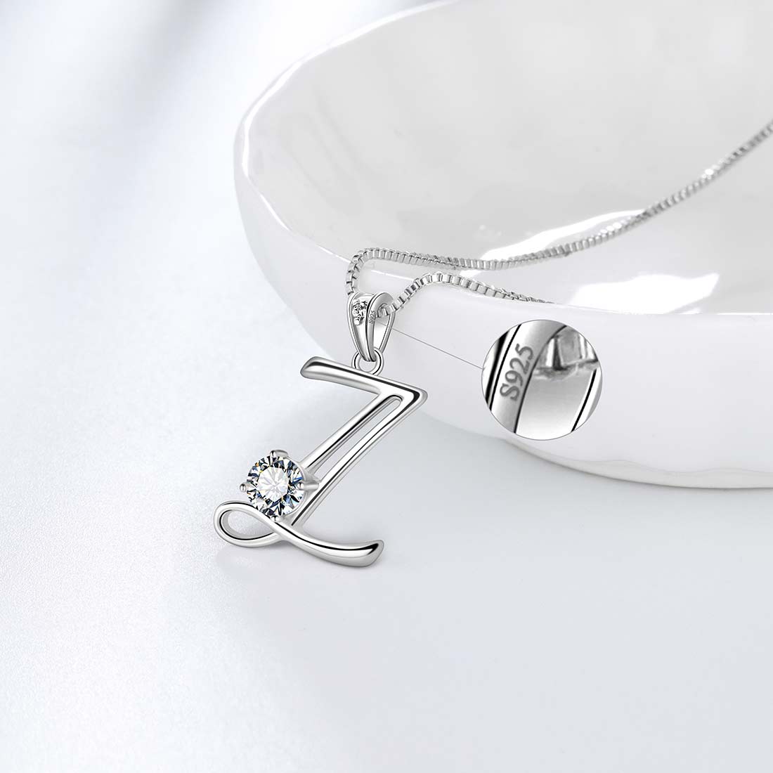 Women Letter Z Initial Necklaces Sterling Silver - Necklaces - Aurora Tears Jewelry