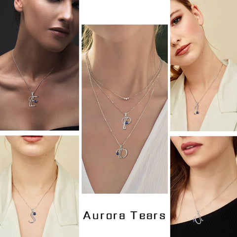 Women Letter U Initial Necklaces Sterling Silver - Necklaces - Aurora Tears Jewelry