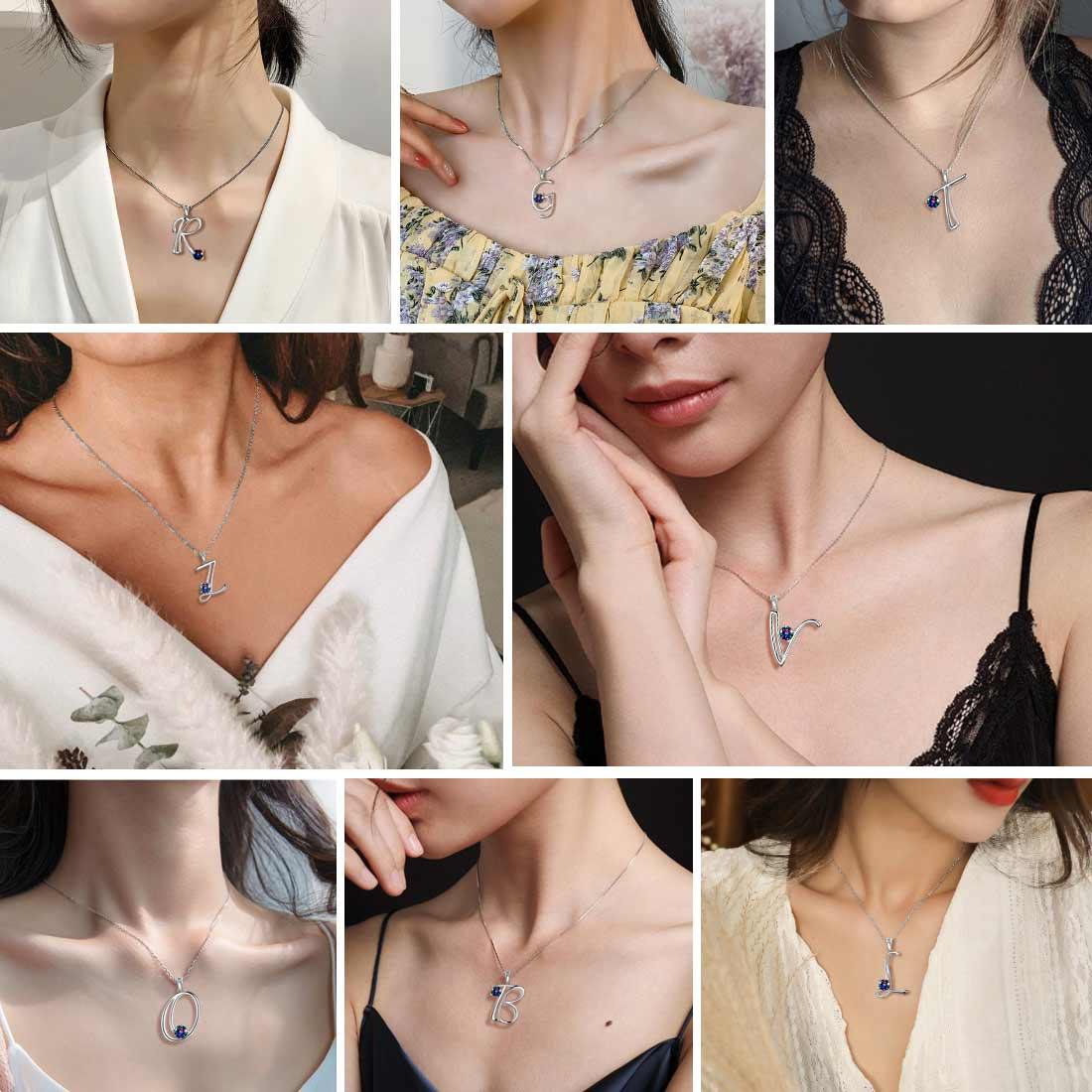 Women Letter O Initial Necklaces Sterling Silver - Necklaces - Aurora Tears Jewelry