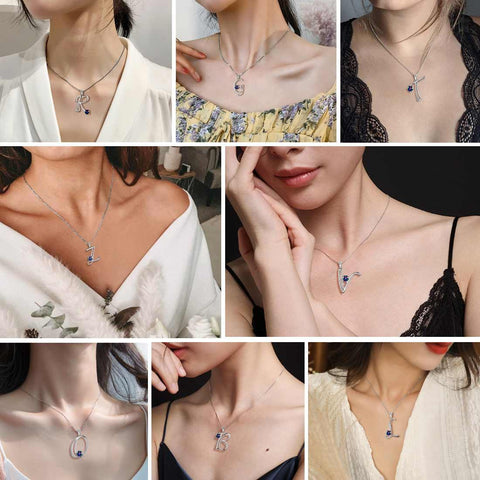 Women Letter O Initial Necklaces Sterling Silver - Necklaces - Aurora Tears Jewelry