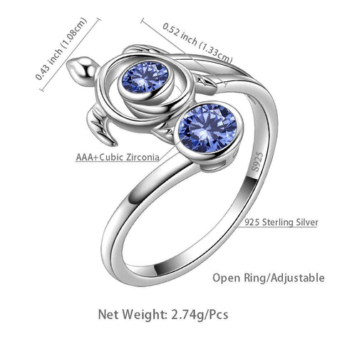 Turtle Birthstone December Tanzanite Ring Open Sterling Silver - Rings - Aurora Tears