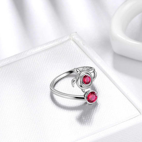 Turtle Birthstone July Ruby Ring Open Sterling Silver - Rings - Aurora Tears