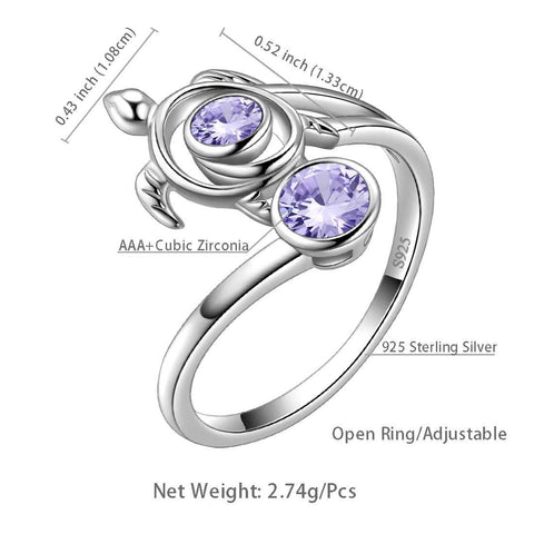 Turtle Birthstone June Alexandrite Ring Open Sterling Silver - Rings - Aurora Tears
