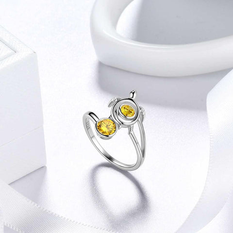 Turtle Birthstone November Citrine Ring Open Sterling Silver - Rings - Aurora Tears