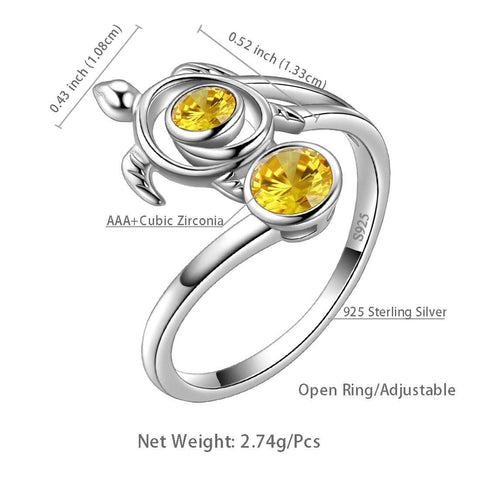 Turtle Birthstone November Citrine Ring Open Sterling Silver - Rings - Aurora Tears