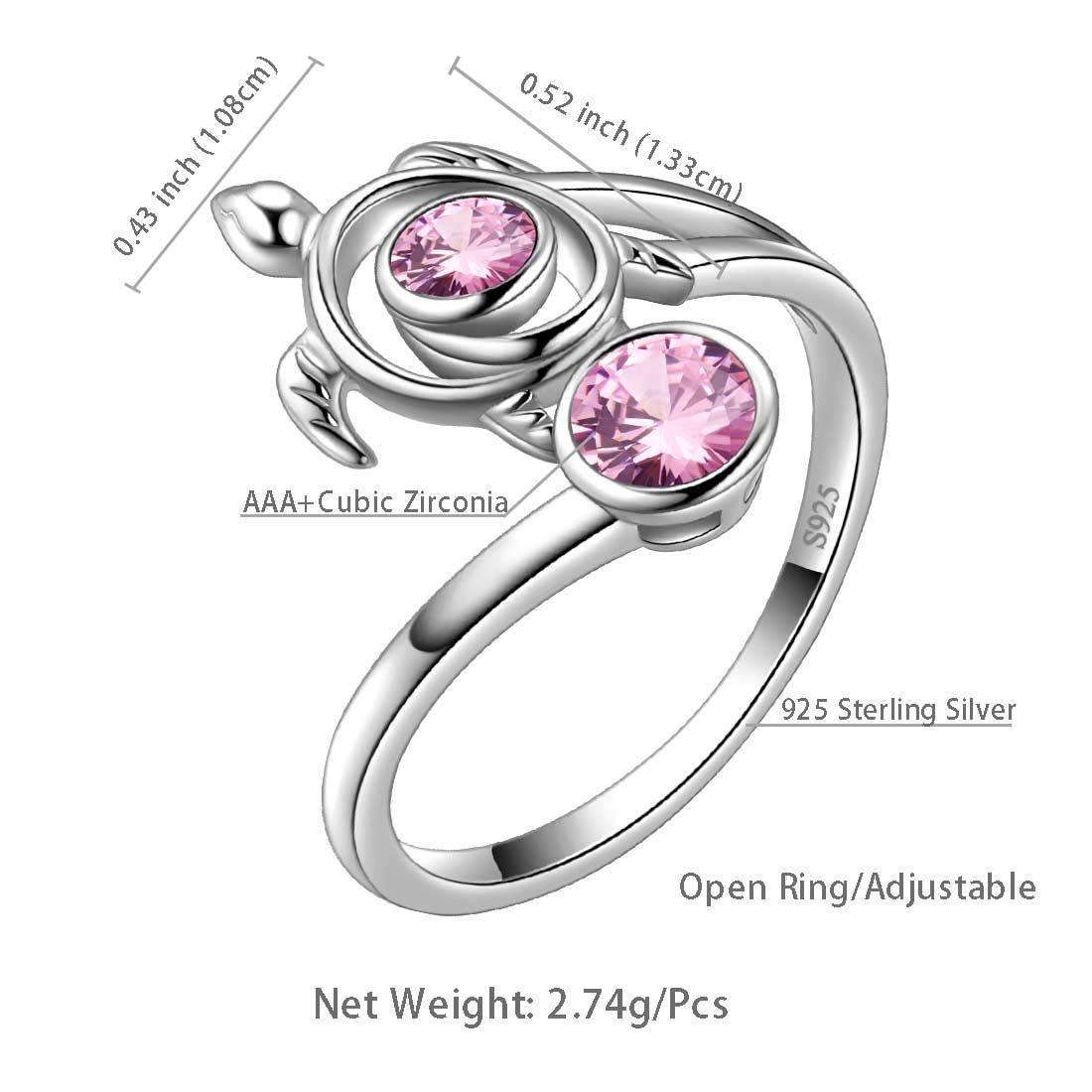 Turtle Birthstone October Tourmaline Ring Open Sterling Silver - Rings - Aurora Tears