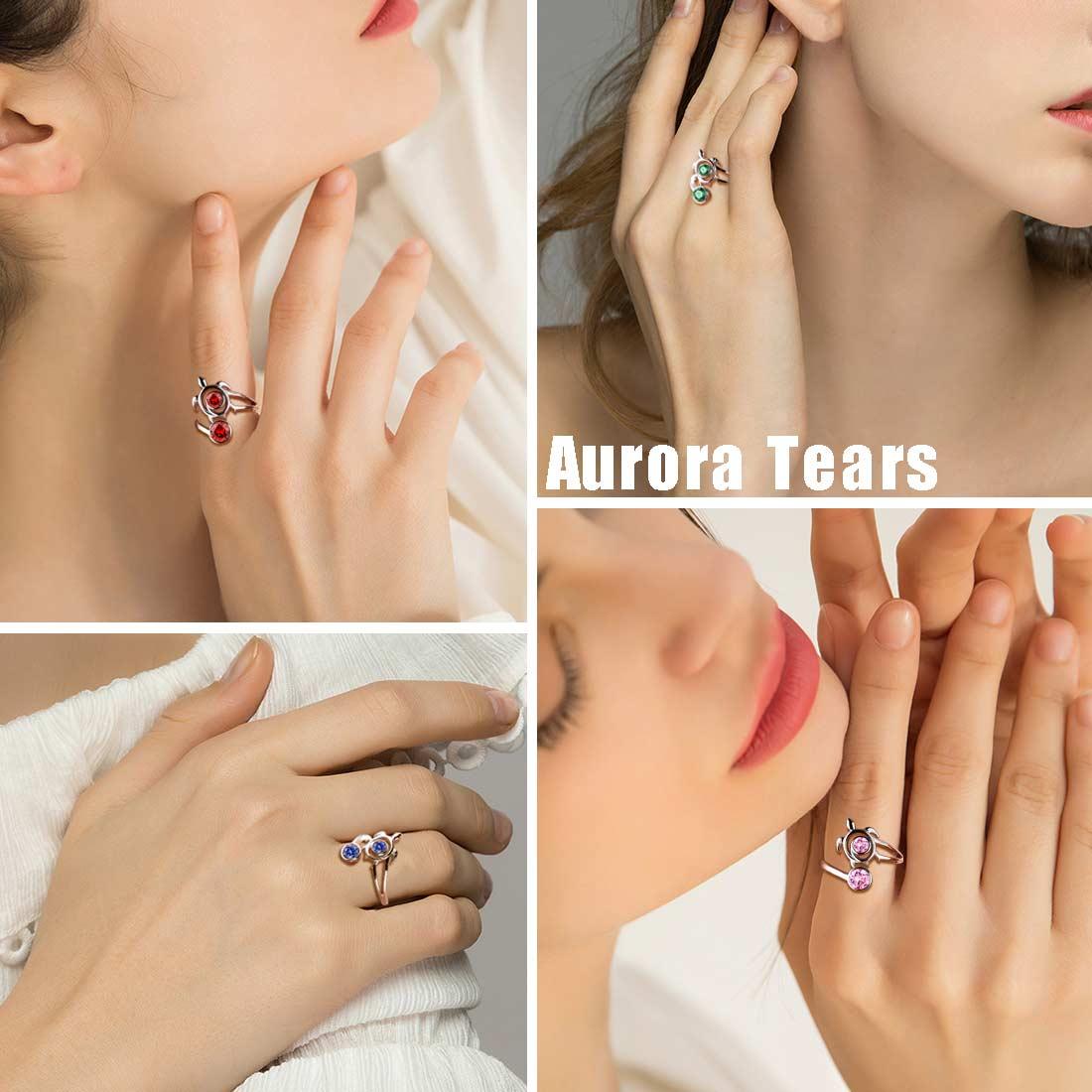 Turtle Birthstone January Garnet Ring Open Sterling Silver - Rings - Aurora Tears