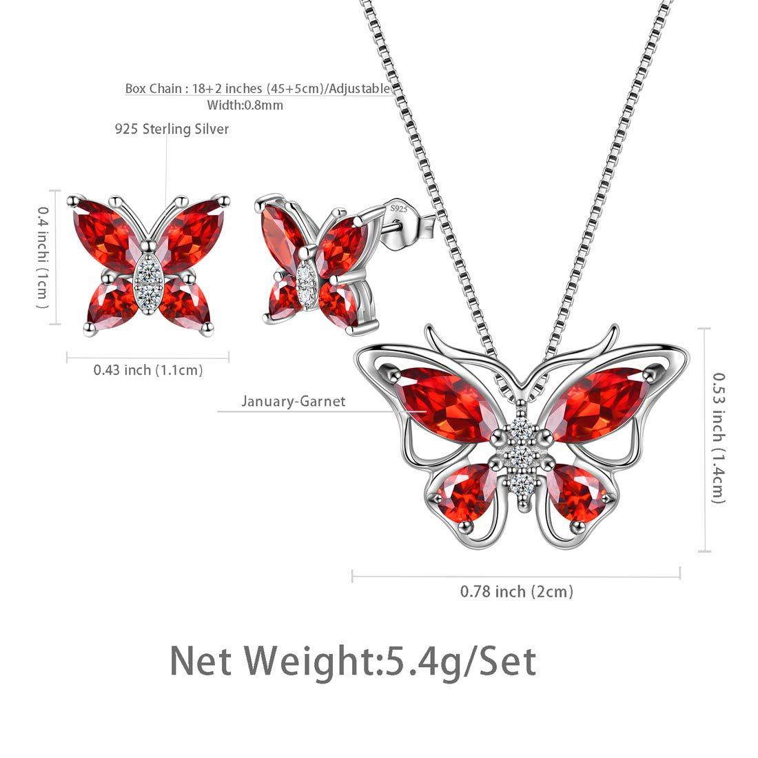 Butterfly Jewelry Set Birthstone January Garnet - Jewelry Set - Aurora Tears