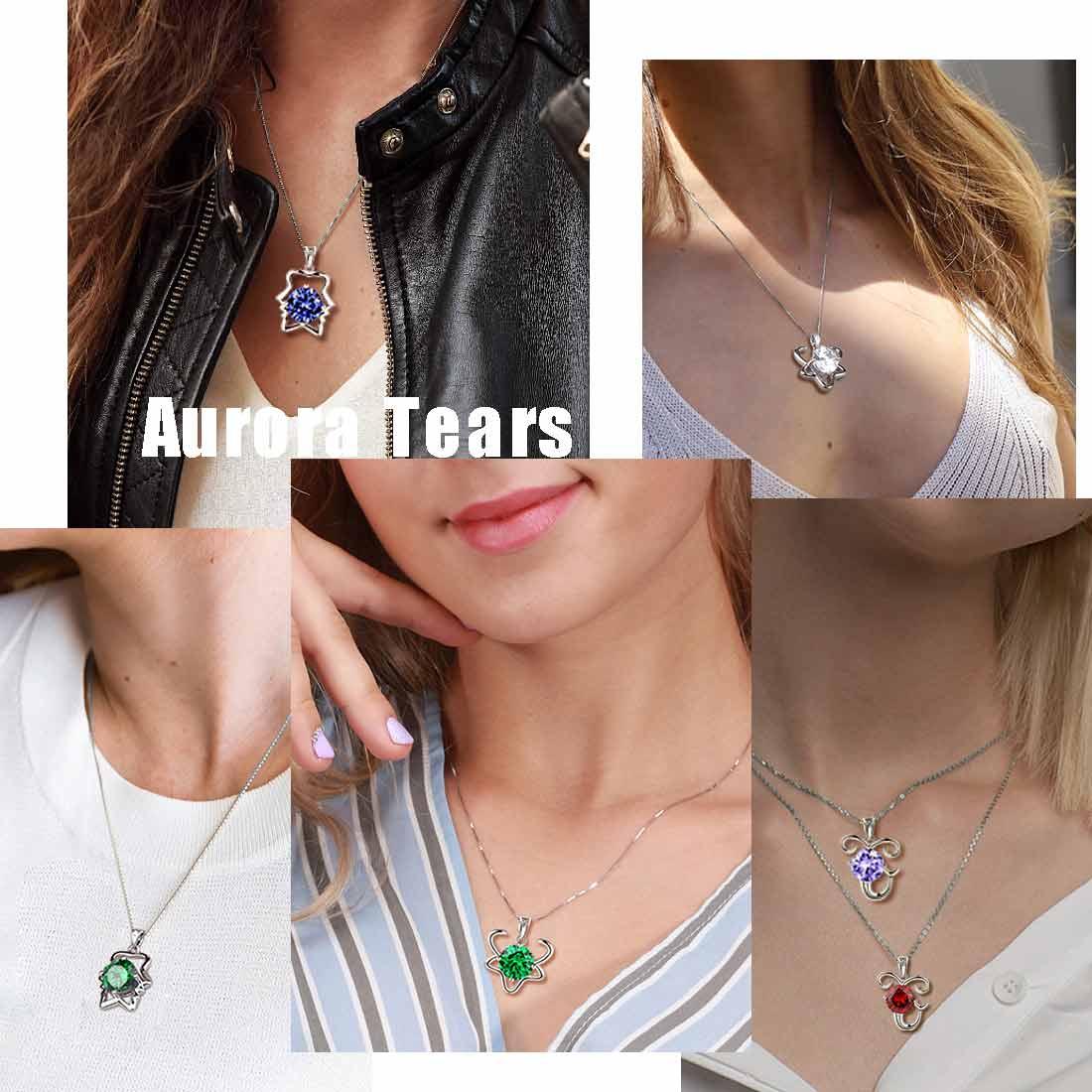 Taurus Zodiac Necklace May Birthstone Pendant Crystal - Necklaces - Aurora Tears