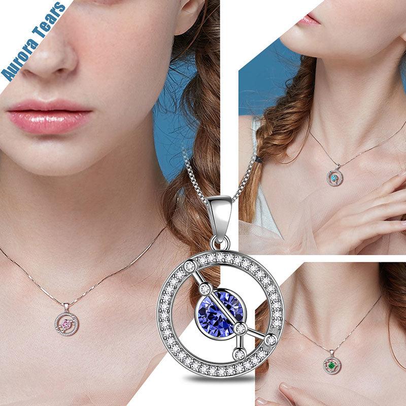 Zodiac Aries Necklace March Birthstone Pendant - Necklaces - Aurora Tears