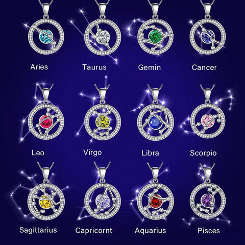 Zodiac Pisces Necklace February Birthstone Pendant - Necklaces - Aurora Tears